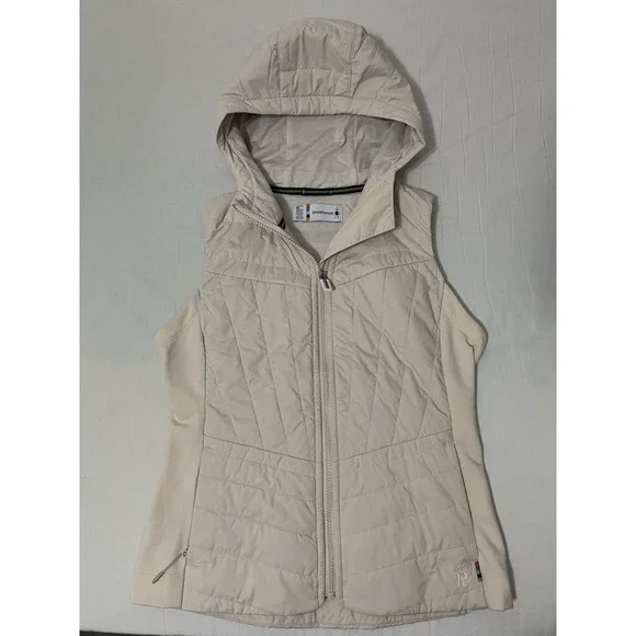 Smartwool Women's Off White Smartloft Hoodie Vest XS Nano Puffer Quilted Zip - Picture 1 of 9